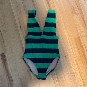 J. Crew Swimsuit with Green and Navy Trim